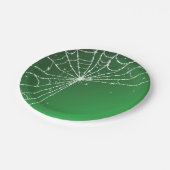 グリーンとホワイトのスパークリングダイヤモンドスパイダーウェブ ペーパープレート (アングル)