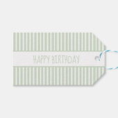 グリーンとホワイトのティキングストライプパーソナライズされた ギフトタグ (正面(横))