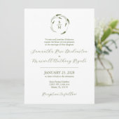 グリーンとホワイトのフォーマルな結婚式の招待状 招待状 (スタンド正面)