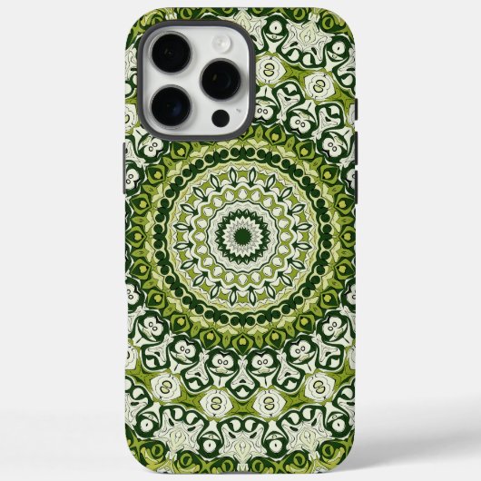 グリーンとホワイトのマンダラ柄デザイン Case-Mate iPhoneケース (裏面)