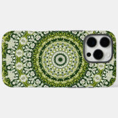 グリーンとホワイトのマンダラ柄デザイン Case-Mate iPhoneケース (裏面 (横))
