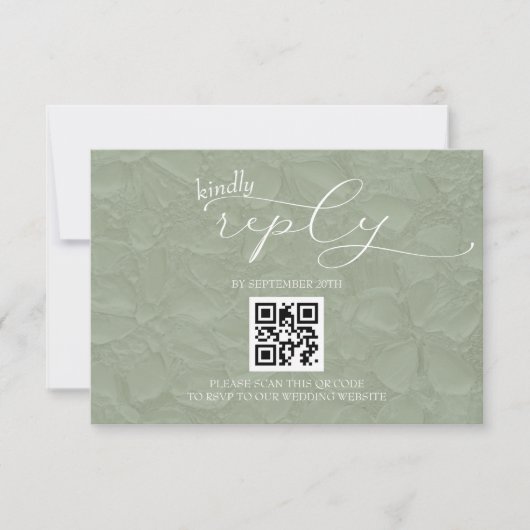 グリーンとホワイトのモダンシンプルな結婚式QR 出欠カード (正面)