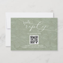グリーンとホワイトのモダンシンプルな結婚式QR 出欠カード