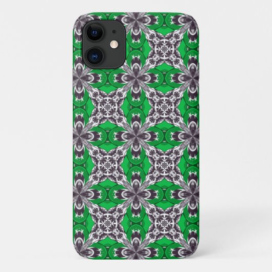 グリーンとホワイトのリピートタイルパターン Case-Mate iPhoneケース (裏面)