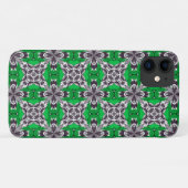 グリーンとホワイトのリピートタイルパターン Case-Mate iPhoneケース (裏面(横))