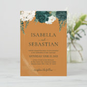 グリーンとホワイトのローズ フローラル 招待状 (スタンド正面)