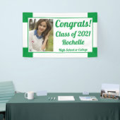 グリーンとホワイトのワンフォトクラス卒業 横断幕 (トレードショー)