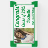 グリーンとホワイトのワンフォトクラス卒業 横断幕 (縦)