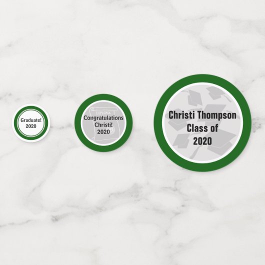 グリーンとホワイトの卒業お祝い コンフェッティ (裏面)