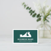 グリーンとホワイトの手飛行機手人大工 名刺 (スタンド正面)