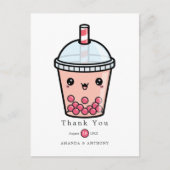 グリーンとホワイトの水彩花のウェディング感謝 ポストカード (正面)