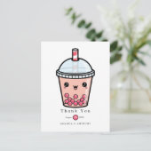 グリーンとホワイトの水彩花のウェディング感謝 ポストカード (スタンド正面)