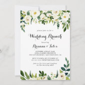 グリーンとホワイトの秋の花のウェディング ブランシュ 招待状 (正面)
