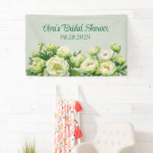 グリーンとホワイトの芍薬 エレガントなブライズシャワー 横断幕 (インサイチュ)