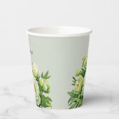 グリーンとホワイトの芍薬 エレガントなブライズシャワー 紙コップ (左)