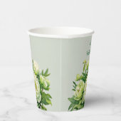 グリーンとホワイトの芍薬 エレガントなブライダルシャワー 紙コップ (右)