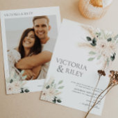 グリーンとホワイトの花の結婚式招待状 ヴィクトリア 招待状