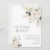 グリーンとホワイトの花の結婚式招待状 ヴィクトリア 招待状 (正面)