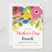グリーンとホワイトの花柄の母の日招待状 招待状 (正面)