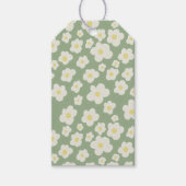 グリーンとホワイトの花柄ギフトタグ ギフトタグ (正面)