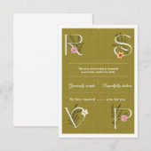 グリーンとホワイトの花柄装飾付 RSVP ウェディング (正面/裏面)