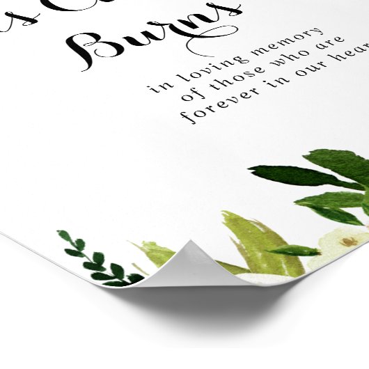 グリーンとホワイトの花 このキャンドルが燃え尽きる サイン (角)