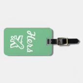 グリーンとホワイトの荷物タグ ラゲッジタグ (正面横)