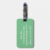 グリーンとホワイトの荷物タグ ラゲッジタグ (裏面縦)