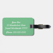 グリーンとホワイトの荷物タグ ラゲッジタグ (裏面横)