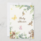 グリーンとホワイトの鳥のベビーシャワー 招待状 (裏面)