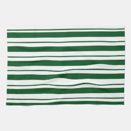 グリーンとホワイトキャンディーケインストライプズ キッチンタオル