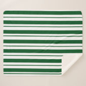 グリーンとホワイトキャンディーケインストライプズ シェルパブランケット (正面(横))