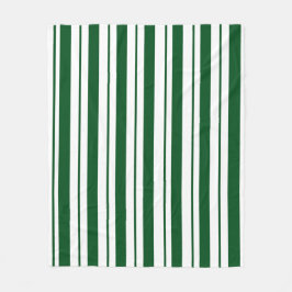 グリーンとホワイトキャンディーケインストライプズ フリースブランケット