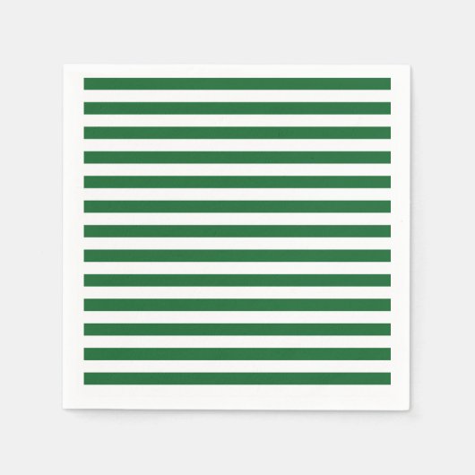 グリーンとホワイトストライプ紙ナプキンス スタンダードカクテルナプキン (正面)