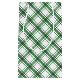 グリーンとホワイトプレイド抱き枕 スモールペーパーバッグ