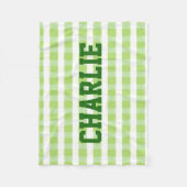 グリーンとホワイトプレイド フリースブランケット (正面)