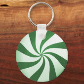 グリーンとホワイトペパーミントキャンディーキーチェーン キーホルダー (正面)