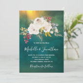 グリーンとホワイトローズの花のクリスチャンウェディング 招待状 (スタンド正面)