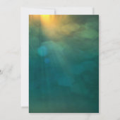 グリーンとホワイトローズの花のクリスチャンウェディング 招待状 (裏面)