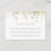 グリーンとボヘミアな野生の花の結婚式のレシピリクエストカード エンクロージャーカード (正面)