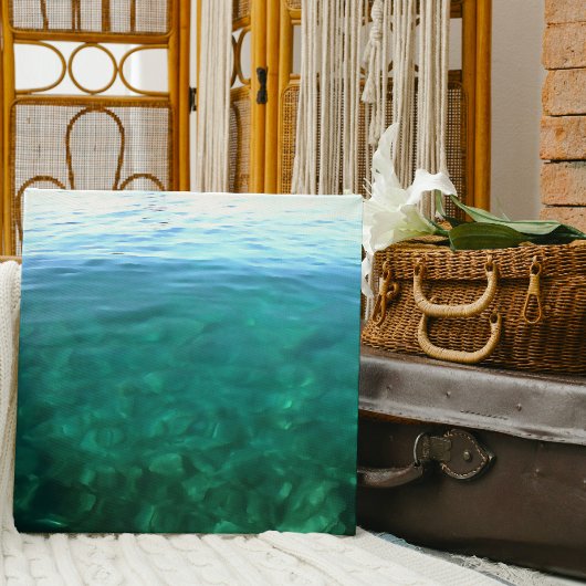 グリーンとミント海グラデーション抽象芸術 キャンバスプリント