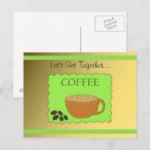 グリーンとモカのコーヒーデザイン ポストカード (正面/裏面)