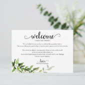 グリーンとユーカリのウェディングウェルカムホテルカード 招待状 (スタンド正面)
