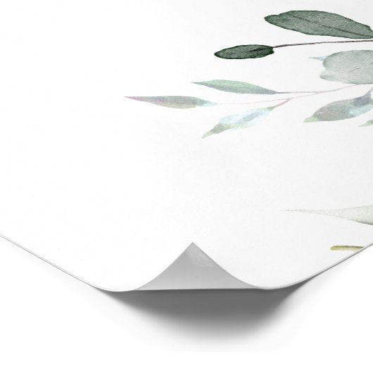 グリーンとユーカリのウェディングシャワー歓迎ボード ポスター (角)