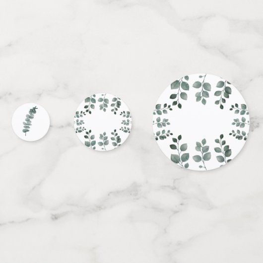 グリーンとユーカリのウェディング ブライダルシャワー コンフェッティ (正面)