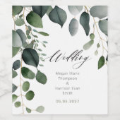 グリーンとユーカリのウェディング ワインラベル (シングルラベル)