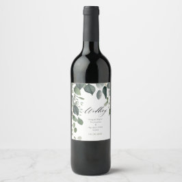 グリーンとユーカリのウェディング ワインラベル