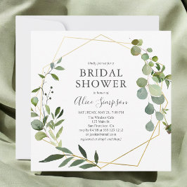 グリーンとユーカリのエレガントなブライズシャワー 招待状