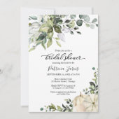 グリーンとユーカリのポンプキン 秋のブライダルシャワー 招待状 (正面)