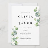 グリーンとユーカリの写真付き結婚式 招待状 (正面)